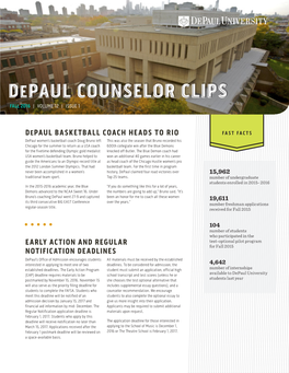 Depaul Counselor Clips Fall 2016 | Volume 12 | Issue 1