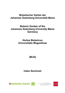 Seminum 2019 MJG Botanischer Garten Johannes Gutenberg