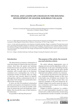 Spatial and Landscape Changes in the Housing Development of Gdańsk Suburban Villages