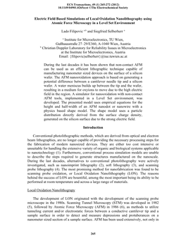 Electric Field Based Simulations of Local Oxidation Nanolithography Using Atomic Force Microscopy in a Level Set Environment