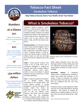 Tobacco Fact Sheet What Is Smokeless Tobacco?