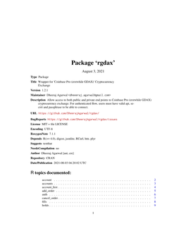 Rgdax: Wrapper for 'Coinbase Pro (Erstwhile GDAX)' Cryptocurrency Exchange