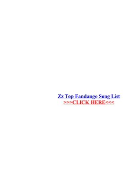 Zz Top Fandango Song List