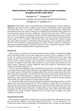 Rapid Synthesis of Super Insulation Silica Aerogel Composites Strengthened with Mullite Fibers