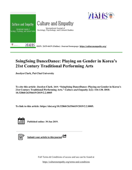 Playing on Gender in Korea's 21St Century Traditional Performing Arts