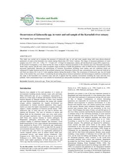 Microbes and Health Occurrences of Salmonella Spp. in Water and Soil