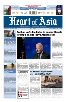 Taliban Urge Joe Biden to Honour Donald Trump's Deal to Leave Afghanistan