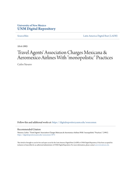 Travel Agents' Association Charges Mexicana & Aeromexico Airlines With