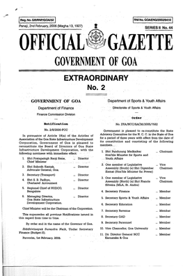 GOVERNMENT of GOA EXTRAORDINARY No.2