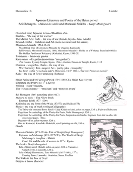 Japanese Literature and Poetry of the Heian Period Sei Shōnagon - Makura No Sōshi and Murasaki Shikibu - Genji Monogatari