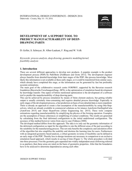 Development of a Support Tool to Predict Manufacturability of Deep- Drawing Parts