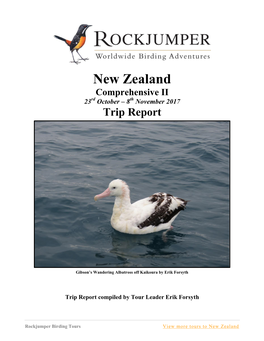 New Zealand Comprehensive II 23Rd October – 8Th November 2017 Trip Report