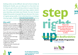 Walk 4 Health Bedfordshire 832619 Or at Mikef@Bedsrcc.Org.Uk