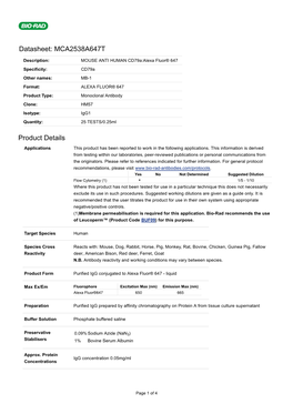 Datasheet: MCA2538A647T Product Details