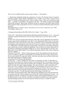 The Civil War in Dublin and the Women's Peace Initiative – 2 Descriptions. 1. 'Maud Gonne Macbride Headed up a Delegation