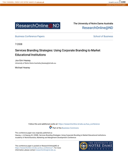 Services Branding Strategies: Using Corporate Branding to Market Educational Institutions