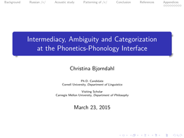 Intermediacy, Ambiguity and Categorization at the Phonetics-Phonology Interface