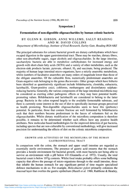 Fermentation of Non-Digestible Oligosaccharides by Human Colonic Bacteria