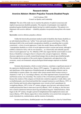 Modern Prejudice Towards Disabled People Carli Friedman, Phd Council on Quality and Leadership