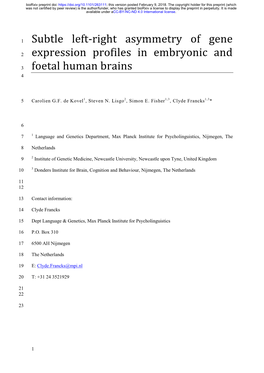 Subtle Left-Right Asymmetry of Gene Expression Profiles in Embryonic