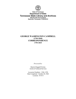 George Washington Campbell Correspondence, 1793-1833