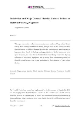 Cultural Politics of Hornbill Festival, Nagaland