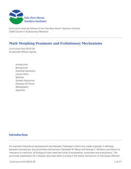 Math Morphing Proximate and Evolutionary Mechanisms