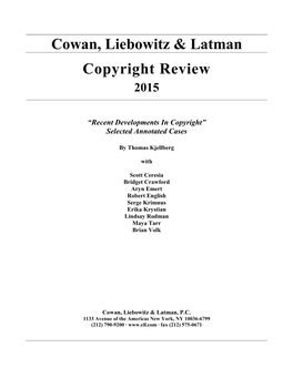 Cowan, Liebowitz & Latman Copyright Review