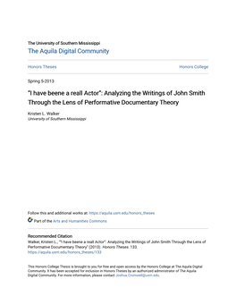 Analyzing the Writings of John Smith Through the Lens of Performative Documentary Theory