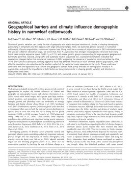 Geographical Barriers and Climate Influence Demographic History in Narrowleaf Cottonwoods