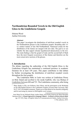 Northumbrian Rounded Vowels in the Old English Gloss to the Lindisfarne Gospels