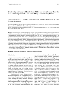 Biodiversity and Temporal Distribution of Chroococcales (Cyanoprokaryota) of an Arid Mangrove on the East Coast of Baja California Sur, Mexico