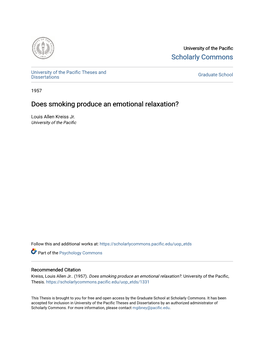 Does Smoking Produce an Emotional Relaxation?