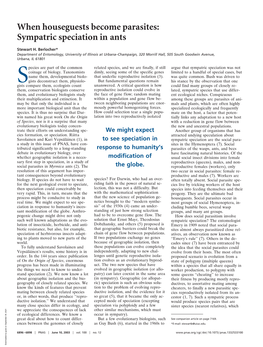 Sympatric Speciation in Ants