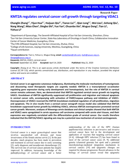 KMT2A Regulates Cervical Cancer Cell Growth Through Targeting VDAC1