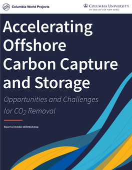 Accelerating Offshore Carbon Capture and Storage Opportunities and Challenges for CO2 Removal