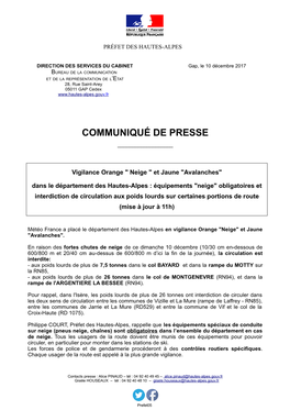 Communiqué De Presse ______