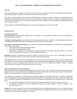 IAS 8 – Accounting Policies, Changes in Accounting Estimates and Errors