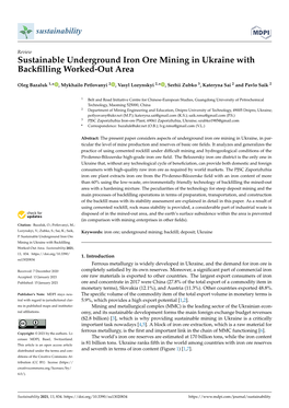 Sustainable Underground Iron Ore Mining in Ukraine with Backfilling Worked-Out Area