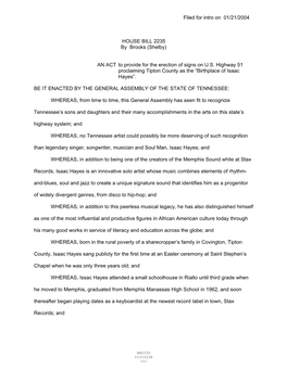 Filed for Intro on 01/21/2004 HOUSE BILL 2235 by Brooks (Shelby) AN