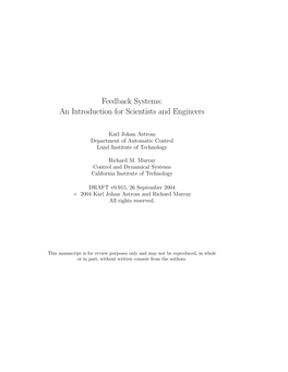 Feedback Systems: an Introduction for Scientists and Engineers