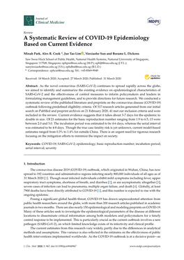 A Systematic Review of COVID-19 Epidemiology Based on Current Evidence