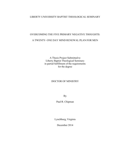 Overcoming the Five Primary Negative Thoughts: a Twenty-One Day Plan for Men