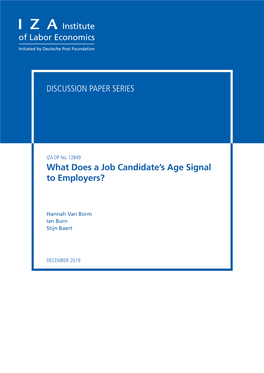 What Does a Job Candidate's Age Signal to Employers?