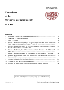 Proceedings of the Shropshire Geological Society , 8, 1─2