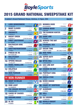 2015 GRAND NATIONAL SWEEPSTAKE KIT Crabbie’S Grand National Chase, Aintree, 4.15Pm, CH4 4M3f