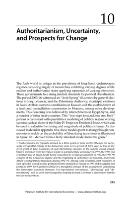 Authoritarianism, Uncertainty, and Prospects for Change