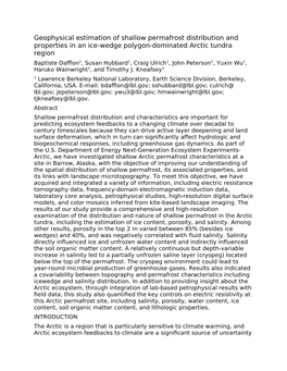 Geophysical Estimation of Shallow Permafrost Distribution And