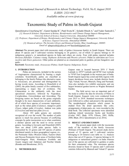 Taxonomic Study of Palms in South Gujarat