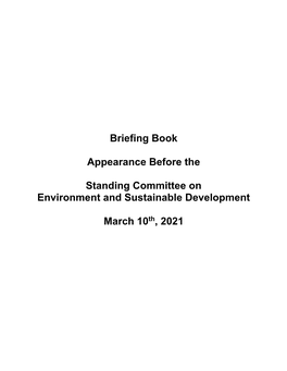 Briefing Book — Appearance Before the Standing Committee On